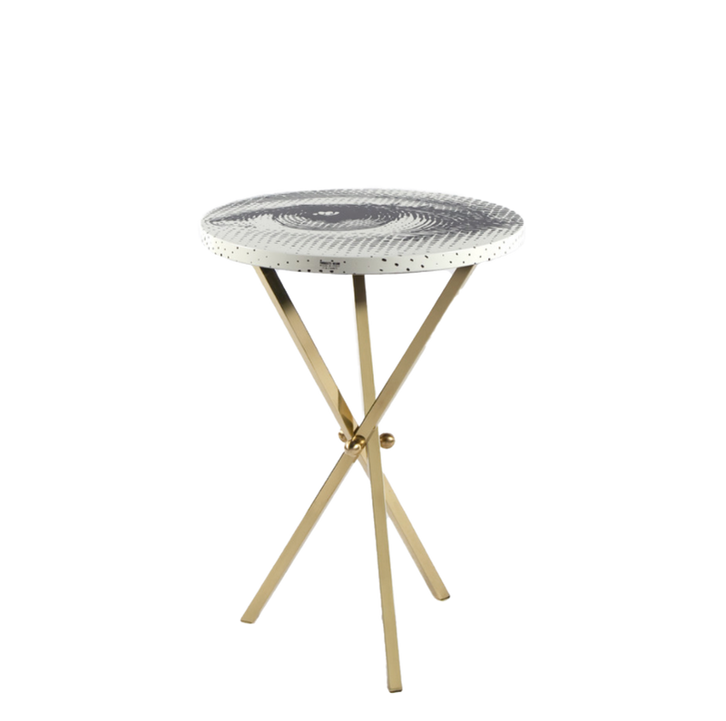 Table top Ø36 Occhio black/white - brass tripod base